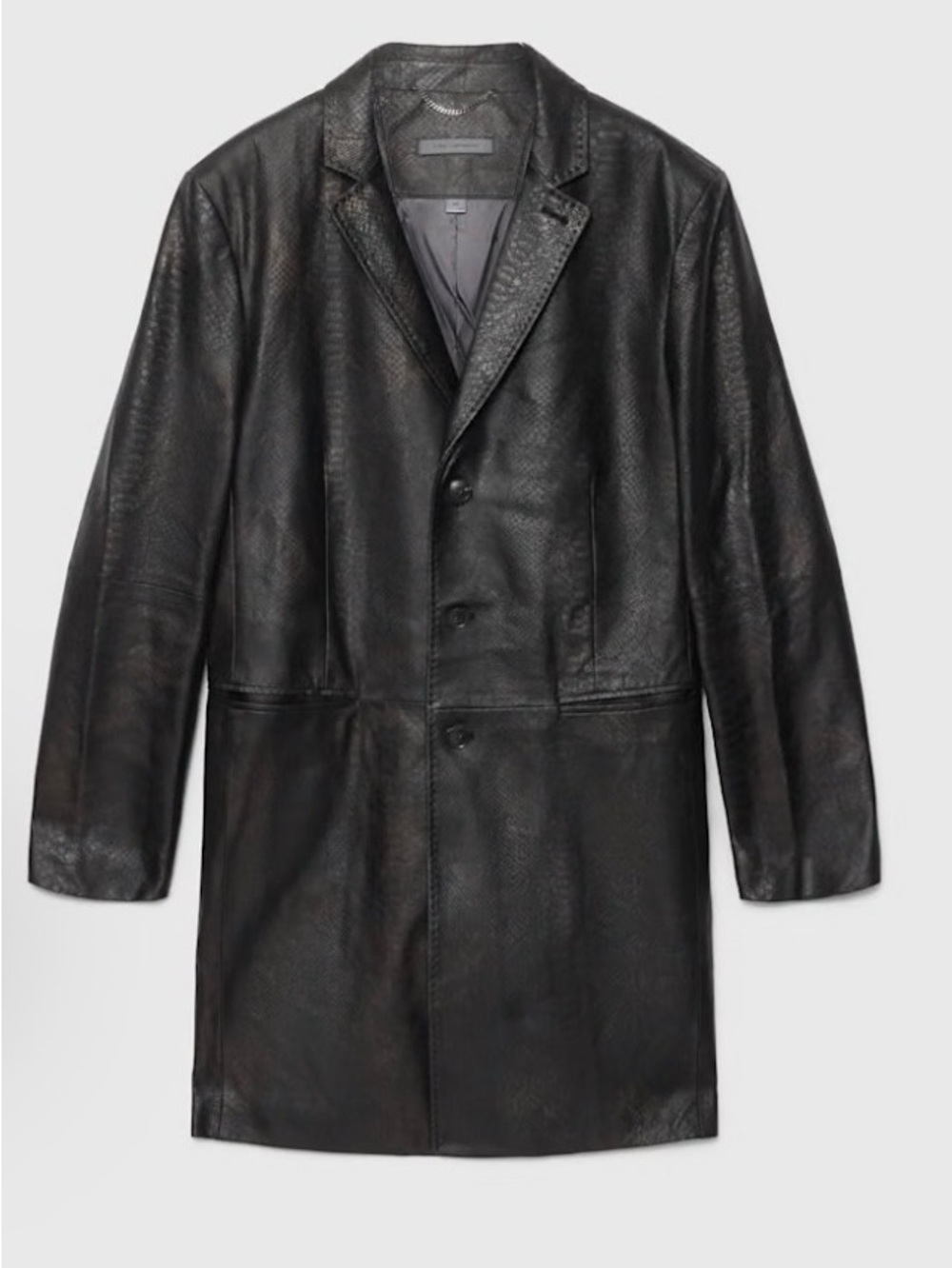 John Varvatos Black Leather Trench Coat - Men's NWT
